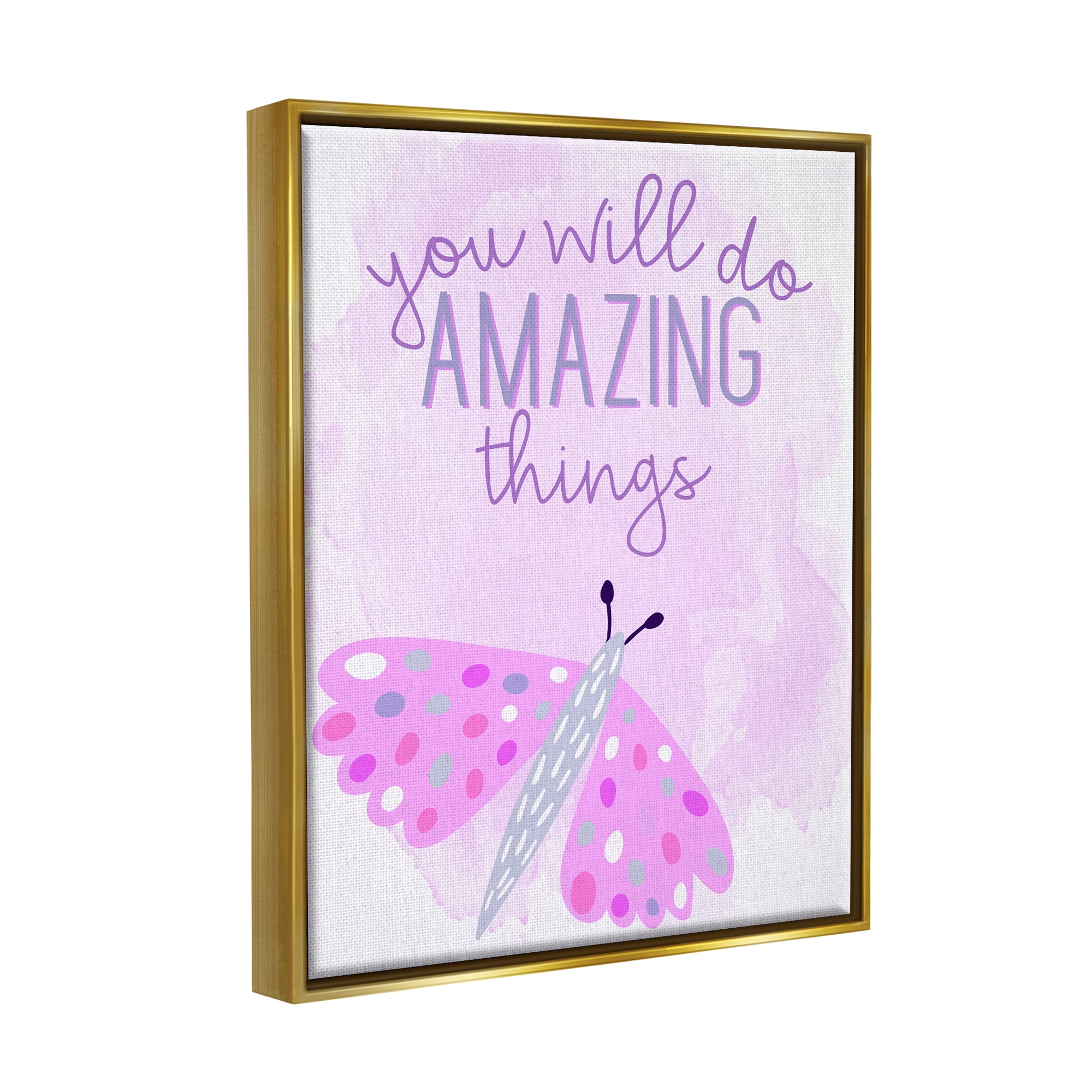 Stupell Industries Amazing Things Uplifting Phrase Animals & Insects Painting Gold Floater Framed Art Print Wall Art