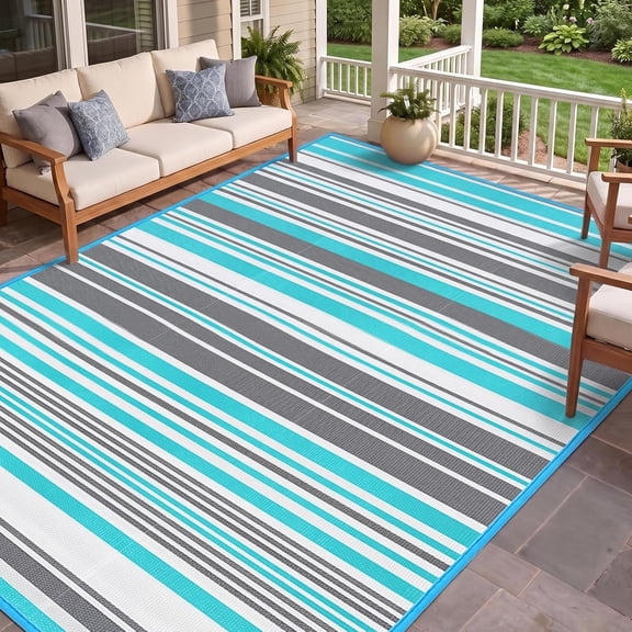 RLESO Outdoor Patio Rug Waterproof Camping-Outdoor Plastic Straw Rug Area Carpet for Outside,Porch,Rv Camper,Picnic,Balcony&Backyard,Patio Decor