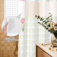 thumbnail image 3 of No Hook Shower Curtain, Pink Spring Floral Shower Curtains for Bathroom with See Through Top Window, Tulip Yellow Plaid Summer Botanical Waterproof & Washable Bath Curtain Stand Up Stall 36"x72", 3 of 9