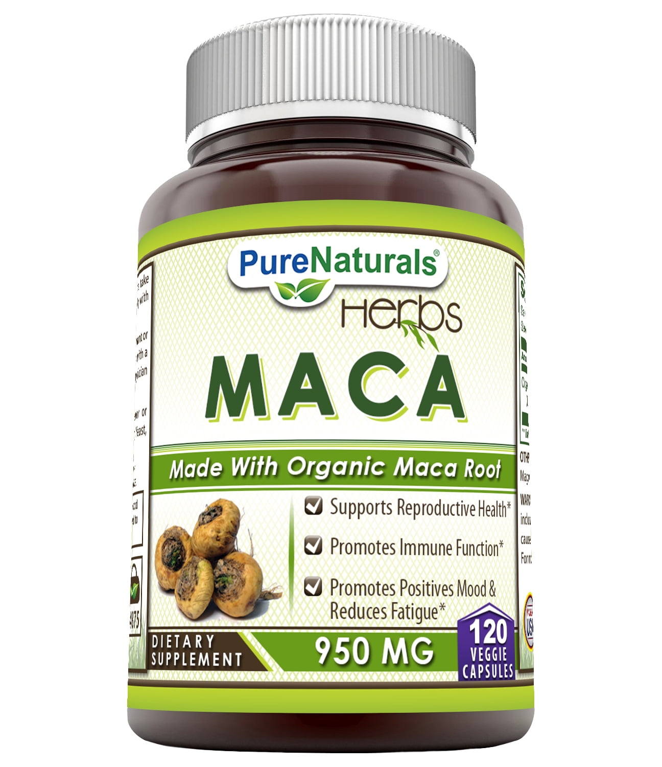 Pure Naturals Maca 950 Mg 120 Veggie Capsules Made with Organic Maca