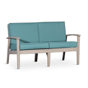 CoSoTower Eucalyptus Loveseat With Cushions, Driftwood Gray Finish, Sage Cushions