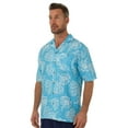 thumbnail image 2 of UZZI Mens Hawaiian Casual Button Down Short Sleeve Beach Surf Aloha Party Shirt, Aqua Leaf, Size: Medium, Uzzi Active Wear, 2 of 3