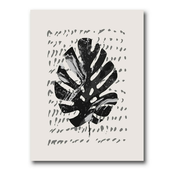 Designart ' Minimal Tropical Palm Leaf Over Grunge Texture ' Tropical Canvas Wall Art Print