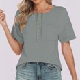 thumbnail image 2 of Yuyuzo Hauts d'Été pour Femmes Chemises à Manches Courtes Boutonnées Col Rond Blouses Amples, 2 of 7