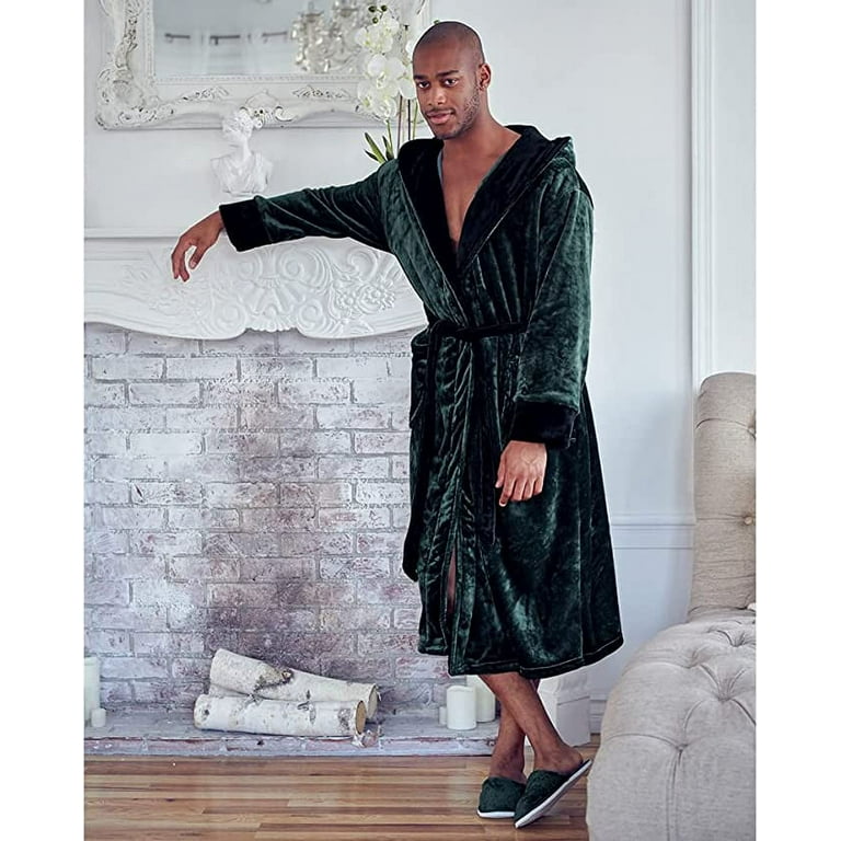 PAVILIA Mens Robe, Soft Robe for Men, Fleece Warm Long Bathrobe