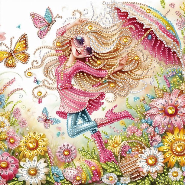 Kit Con Forma Especial Parcial DIY 5D Niña 30x30cm
