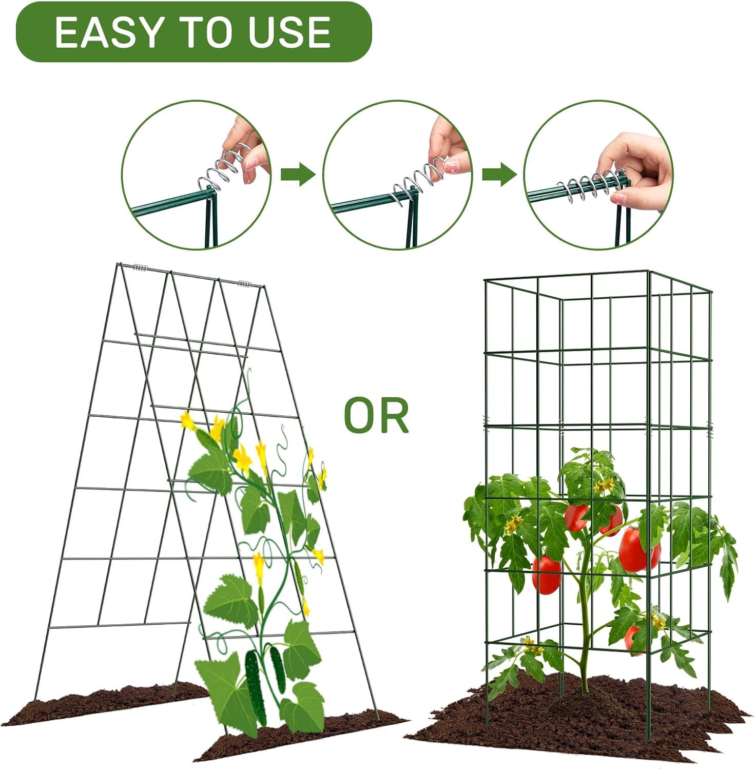 2 Packs 18" x 46" Foldable Cucumber Trellis with Zip Ties Plant Support A Frame Metal Trellis for Cucumber, Climbing Plants, Vegetable Flowers