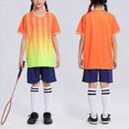 thumbnail image 2 of KPOPLK Boys Athletic Shorts Set - 2 Piece Dry Fit Boys Short Sleeve Shirt & Basketball Shorts - Activewear Gym Short Clothing Size 5-6 Years,Ornge, 2 of 6
