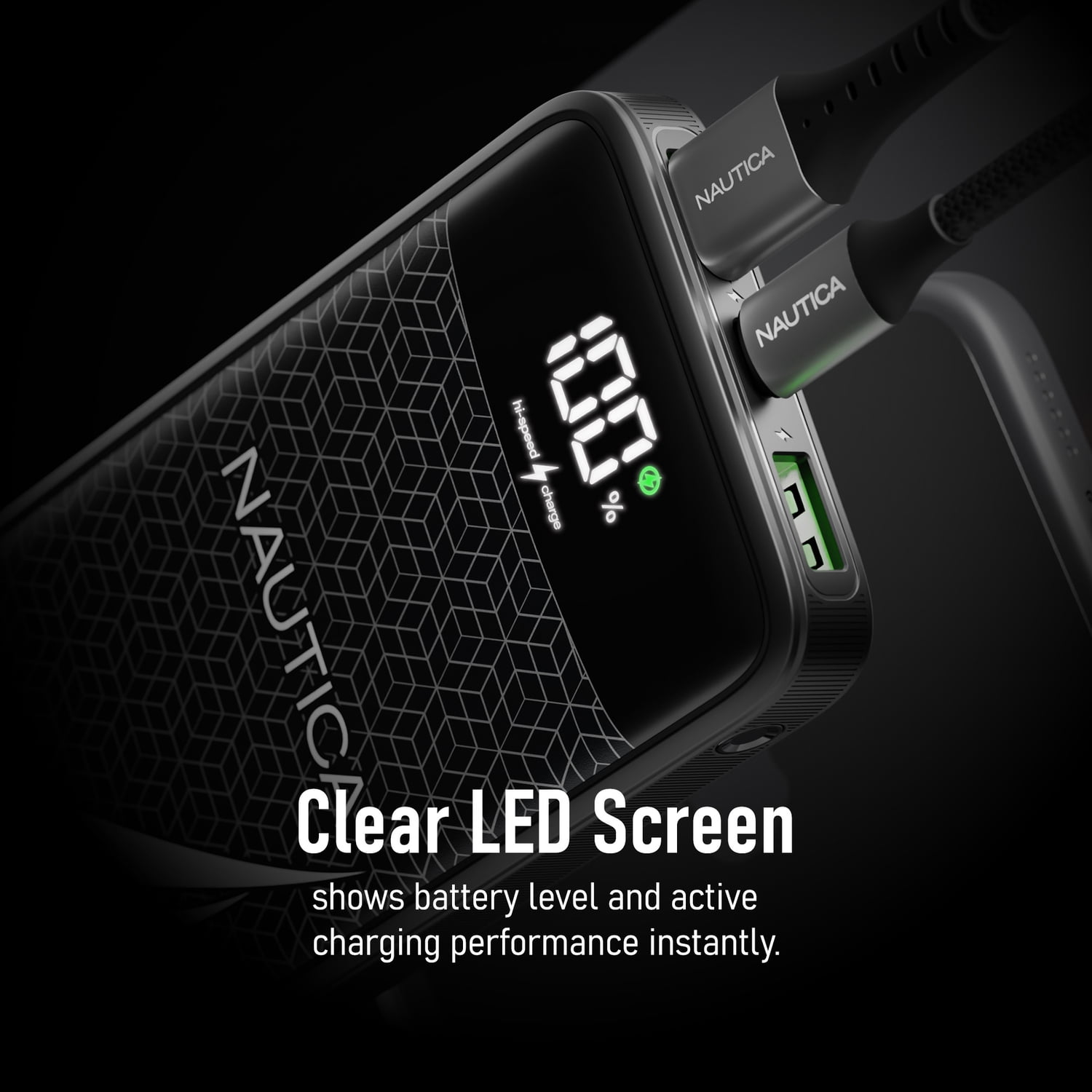 Nautica TURAN PB Dual-USB Hi-Speed Portable Power Pack with Digital Power Display, UCCPB1203, 30kmAh