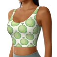 thumbnail image 2 of Sports Bras For Women Workout Tank Tops, Cute Stripe Cantaloupe Green Running Vest With Removable Cups, 2 of 2