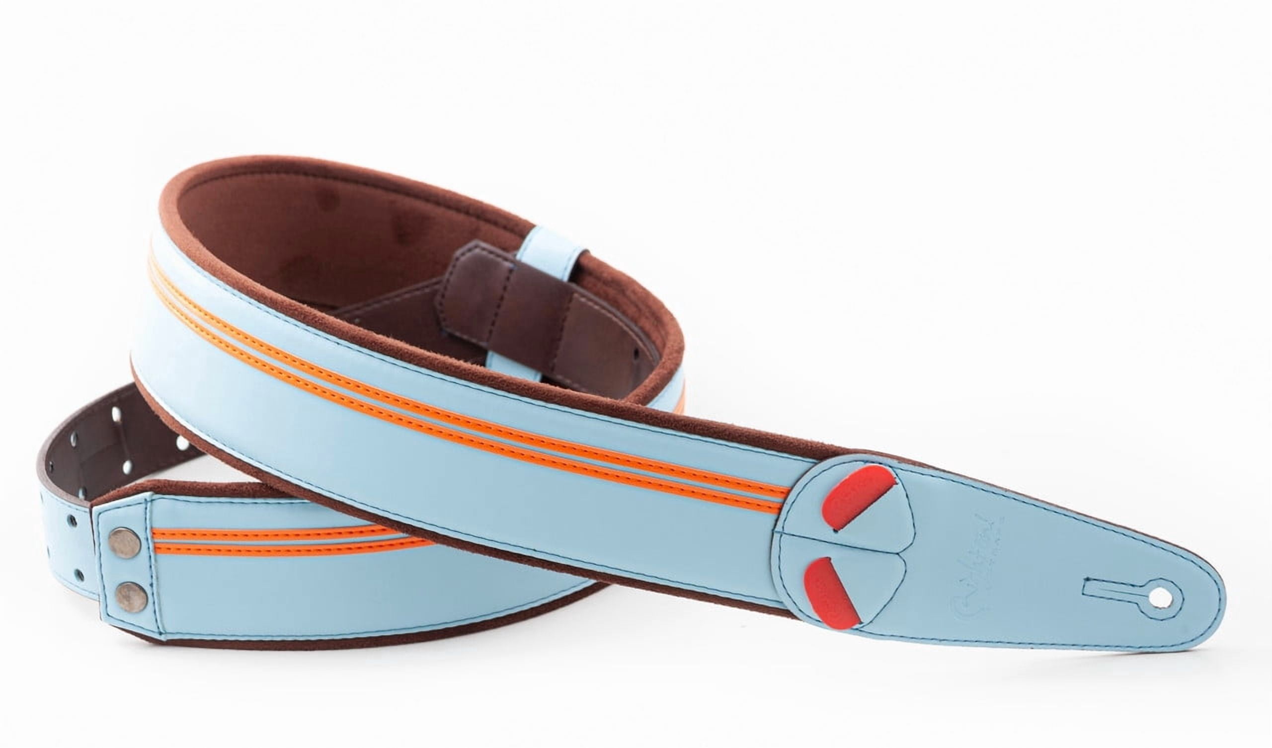 RightOn! Straps Mojo Collection Race-60 Guitar & Bass Strap made with Vegan Leather – Stylish and Comfortable - Sonic Blue