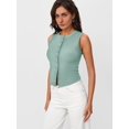 thumbnail image 3 of Womens Ribbed Button Down Sleeveless Shirts Summer Going Out Cropped Tank Top, 3 of 5