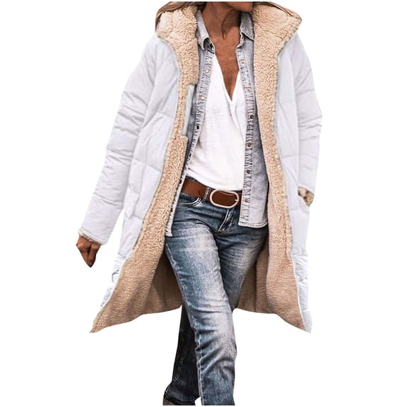Long Winter Coats for Women Reversible Puffer Jacket Padded Down Quilted Jackets Thicken Warm Fleece Parka Outwear