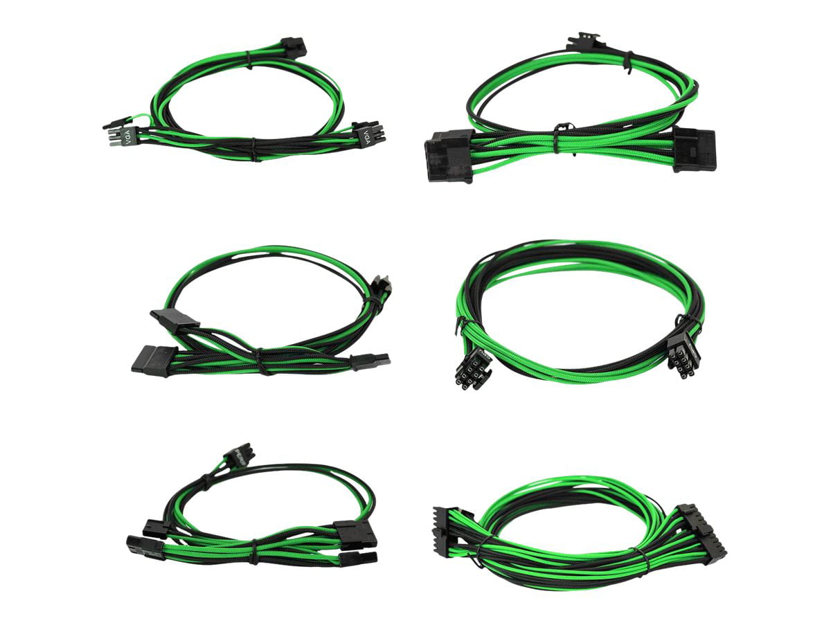 Individually Sleeved 100-G2-16GG-B9 EVGA Green 1600 G2/P2/T2 Power Supply Cable Set 