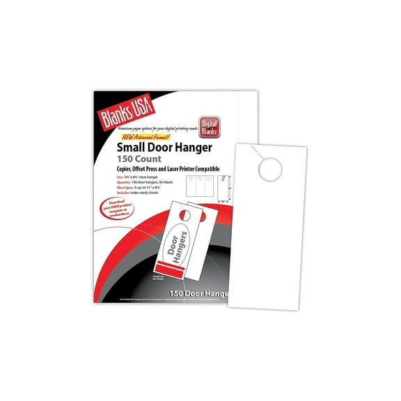 Blanke Blanks/USA 3.67" x 8 1/2" 80 lbs. Digital Matte Cover Door Hanger White 50/Pack LDH305FMWH