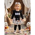 thumbnail image 4 of RUINIXCW Baby Girls Thanksgiving Outfit Fashion Long Sleeve Pumpkin Embroidery Romper with Skort, Headband, Stockings 4Pcs Set, 4 of 9