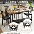 thumbnail image 4 of UHOMEPRO 6 Piece Dining Table Set for 4-6, Space Saving Kitchen Table Set with Bench and Storage Racks, PU Chairs, Metal Frame Dining Room Set for Apartment, Breakfast Nook - Brown and Black, 4 of 7