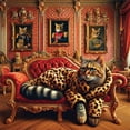thumbnail image 3 of Ambesonne Cat Duvet Cover Set, Royal Kitty in Leopard Coat, King, Marigold Salmon, 3 of 6