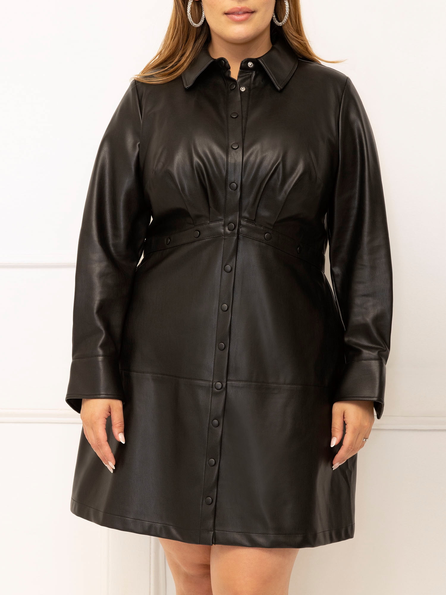 ELOQUII Women's Plus Size Faux Leather Mini Dress, 14 - Windsor Wine