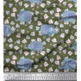 thumbnail image 1 of Soimoi Poly Crepe Fabric Cute Elephant Kids Decor Fabric Printed Yard 52 Inch Wide, 1 of 3