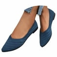 thumbnail image 3 of Xiaoxatg Women's Casual Shoes - Pointed Shallow Mouth Breathable Flat Shoes for Women Large Size Knitted Fashionable Solid Color Footwear 7 Dark Blue, 3 of 9