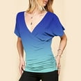 thumbnail image 4 of XIAfhje Womens Tops Short Sleeve V-Neck Pleated Top Solid Color T Shirts Summer Casual Blouse Comfy Cozy Tunic Tops Shirt, 4 of 5