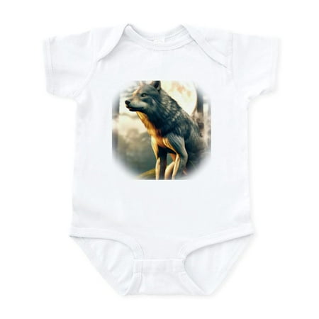 

CafePress - Wolf Howling At The Full Moon Portrait Body Suit - Baby Light Bodysuit Size Newborn - 24 Months