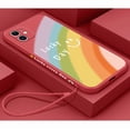 thumbnail image 1 of Cute Rainbow Straight Edge Soft Liquid Silicone Back Bumper Compatible with iPhone Case,Couple Phone Case Cover， Red， Iphone Xs Max, 1 of 8