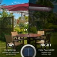 thumbnail image 3 of Outsunny 9' x 7' Solar Umbrella, Patio Umbrella with LED Lights, Wine Red, 3 of 9