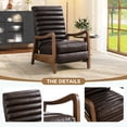 thumbnail image 4 of Bonzy Home Mid-Century Modern PU Leather Recliner with Adjustable Backrest & Footrest – Solid Wood Frame Accent Chair for Living Room, Bedroom & Sunroom, Brown, 4 of 7
