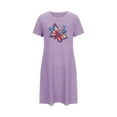 thumbnail image 4 of Cxenplz Nightgowns for Women Summer Printed Short Sleeve Casual Sleep Tee Pullover Night Shirts Sleep Shirt Soft Nightgowns Sleepwear Dress on Clearance, 4 of 6