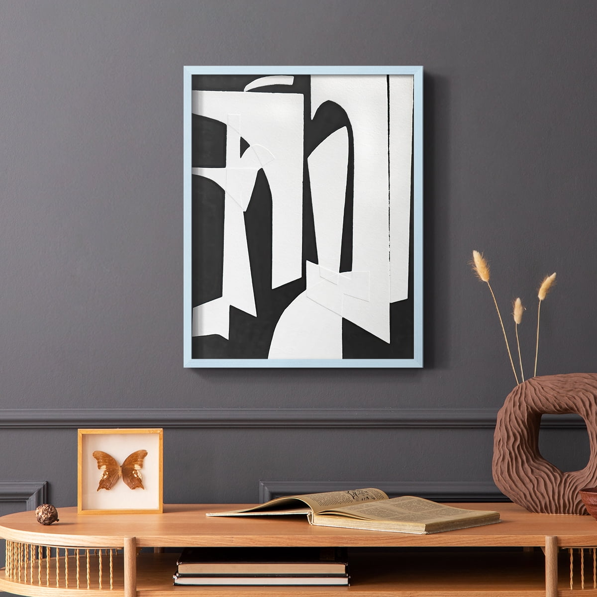 Spanish Arches II Framed Print in Blue Solid Wood Framed Print No Nail Hanging