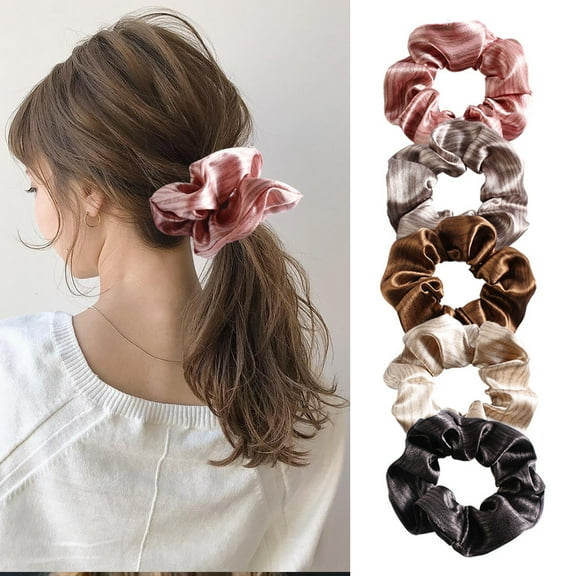 5PCS Satin Silk Scrunchies for hair, Big Hair Scrunchies Satin Hair Ties Ponytail Holder No Hurt Your Hair