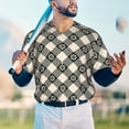 thumbnail image 5 of Zufioo Daisy Plaid Black Print Men's Baseball Short Sleeve, Moisture Wicking Button-Down Hip Hop Tee-XX-Large, 5 of 7