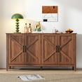 thumbnail image 3 of AENKYO Rustic Farmhouse Sideboard Storage Cabinet with Adjustable Shelves for Living Room, Walnut, 3 of 9