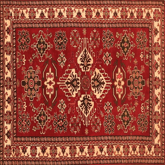 Ahgly Company Indoor Square Persian Orange Traditional Area Rugs, 8' Square