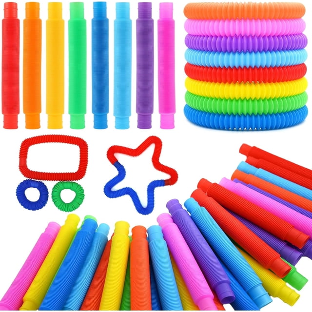 YZhouD - Paquete de 12 juguetes sensoriales con forma de tubo Pop, juguetes antiestrés conectables y extensibles, regalos de fiesta para niños, juguetes de caja del tesoro para premios en el aula,