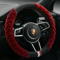 thumbnail image 1 of Universal Car Steering Wheel Cover Fluffy Winter Plush Steering Wheel Cover (A-Wine red), 1 of 3