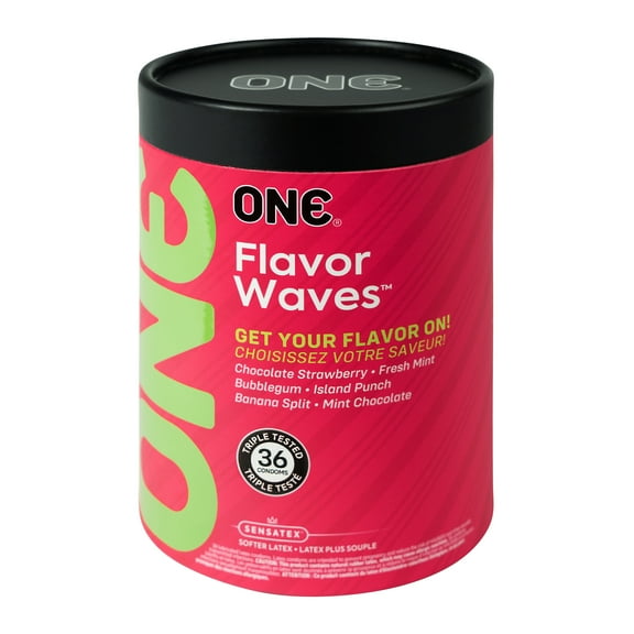 ONE Flavorwaves Condoms | 36 Pack | Flavored Condoms | 6 Unique Flavor Experiences | NonToxic, Non-GMO | Triple Tested