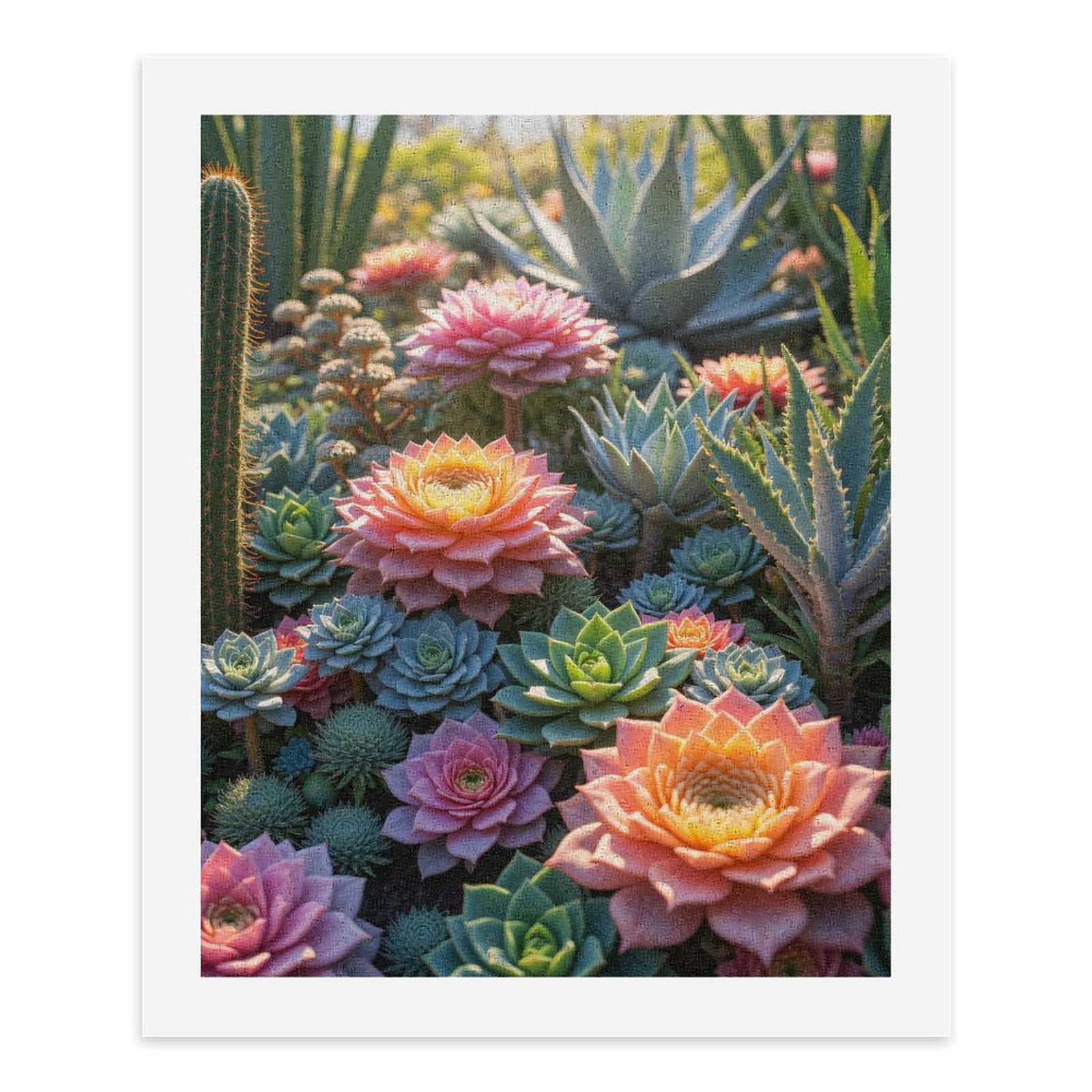 Paint By Numbers Kit for Adults Beginner - DIY Multicolored Vibrant Cactus Garden Canvas Painting Kits for Adults, Frameless Paint By Number for Adults for Home Wall Decor 16x20 Inch
