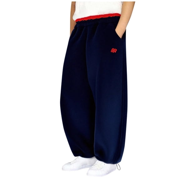 HOMADLES Boys Baggy Pants Stretch Soft Elastic Waist Straight Leg Solid Open Bottom Pants Outdoor Athletic Navy 1-2 T