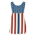 thumbnail image 4 of vdgthytj Girls 4th of July Dress Kids Crewneck Sleeveless Stars Striped Summer A-Line Party Sundress with Pockets, 4 of 7