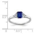 thumbnail image 3 of 14K White Gold Ring Band Gemstone Sapphire Octagon Emerald Blue Diamond Round, Size 9, 3 of 3