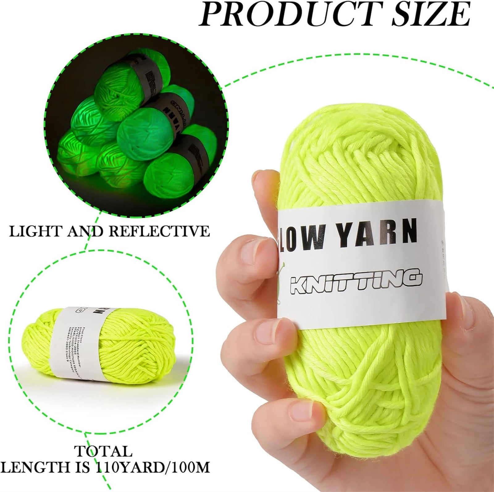 Happon 5 Rolls Glow in The Dark Yarn,Luminous Crochet Yarn for Crocheting DIY Knitting,DIY Glow Yarn for Arts Crafts Sewing Party Supplies, 49 yd Per Roll