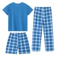 thumbnail image 3 of JFOPQVSM Boys Comfortable and Breathable Short Sleeved Home Clothes Fashionable Checkered Prints Homewear Three Piece Set, 3 of 3