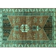 thumbnail image 1 of Ahgly Company Indoor Rectangle Medallion Turquoise Blue Traditional Area Rugs, 3' x 5', 1 of 4