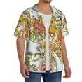 thumbnail image 2 of Uemuo Ducks and Flowers Pattern Cotton Linen Short Sleeve Shirts,Casual Lightweight Button Down Shirts,Vacation Beach Summer Tops-Medium, 2 of 7