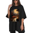 thumbnail image 4 of Plus Size Shirt for Women Black Tops for Women Short Sleeves Shirt for Women Village T Shirt Crewneck Shirt for Women XL, 4 of 5