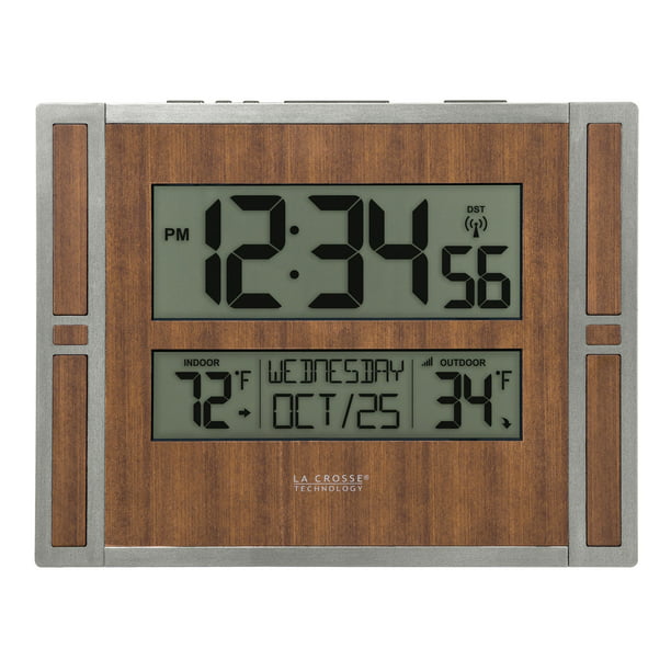 La Crosse Technology Bbb86088 Atomic Digital Wall Clock With Indoor Outdoor Temperature Walmart Com Walmart Com
