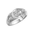 thumbnail image 3 of RYLOS Men's Rings Sterling Silver Rings Classic Designer Style 8X6MM Oval Gemstone & Diamond Ring White Topaz April Birthstone Rings For Men Size 10, 3 of 7